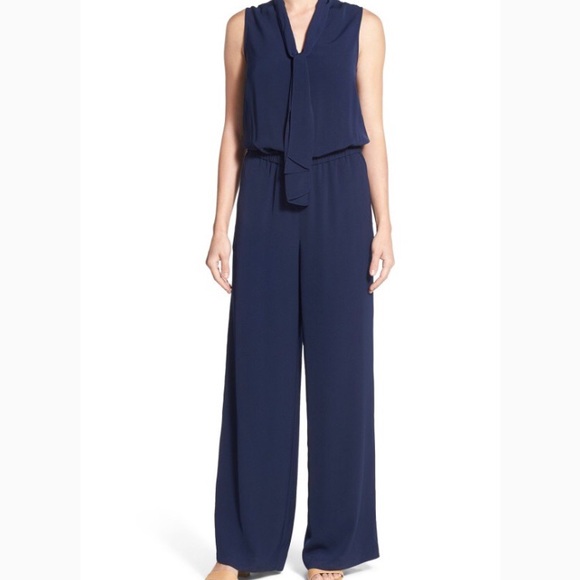 Halogen Pants - Halogen blue tie neck jumpsuit xs small